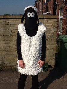 Hannah dressed like a sheep "because comedy doesn't come easily" to her.